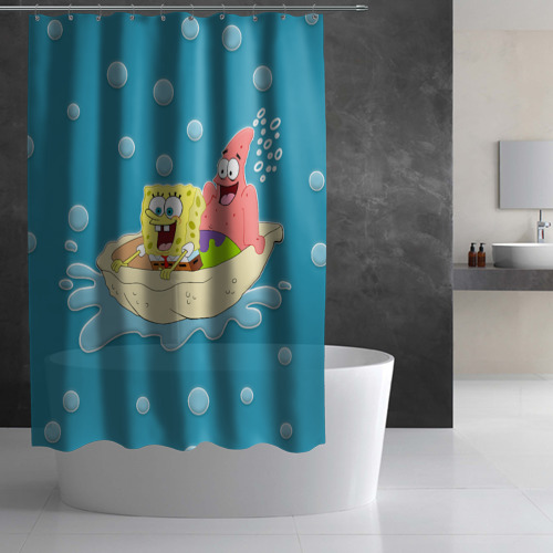 Штора 3D для ванной Губка Боб - морские приключения - фото 2