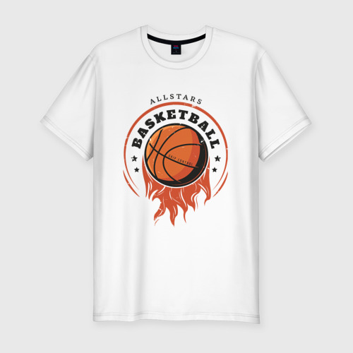 Мужская приталенная футболка из хлопка с принтом Allstars Basketball, вид спереди №1