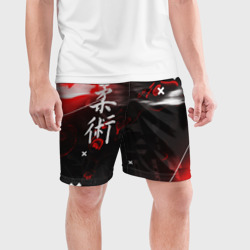 Мужские шорты спортивные Джиу-Джитсу : Глитч красный - фото 2