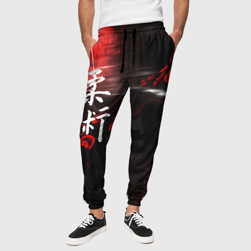 Мужские брюки 3D Джиу-Джитсу : Глитч красный, цвет 3D печать - фото 4
