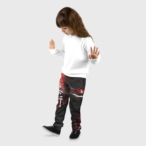 Детские брюки 3D с принтом Джиу-Джитсу : Глитч красный, фото на моделе #1