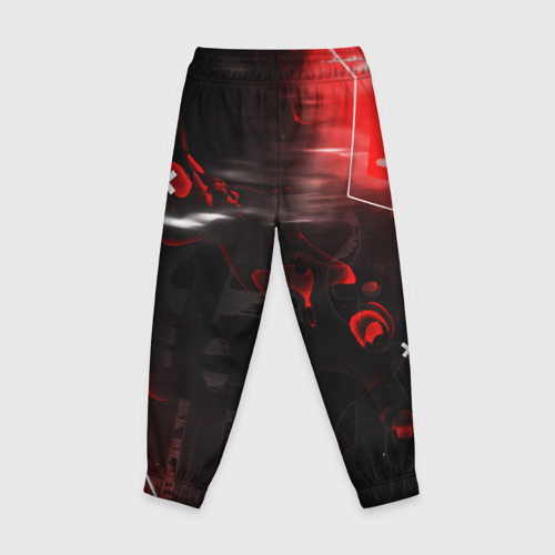 Детские брюки 3D с принтом Джиу-Джитсу : Глитч красный, вид сзади #1