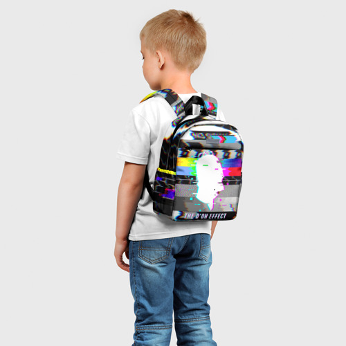 Детский рюкзак 3D с принтом Homer Simpson - the d'oh effect glitch TV, фото на моделе #1