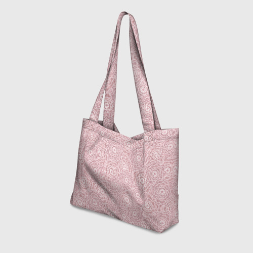 Пляжная сумка 3D Белые ажурные цветы на пыльном розовом - фото 3