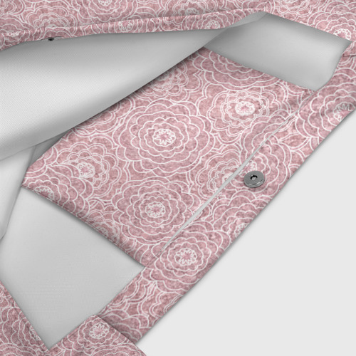 Пляжная сумка 3D Белые ажурные цветы на пыльном розовом - фото 4