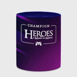 Кружка с полной запечаткой Heroes of Might and Magic gaming champion: рамка с лого и джойстиком на неоновом фоне - фото 2