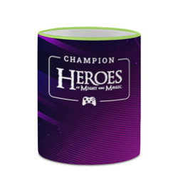 Кружка с полной запечаткой Heroes of Might and Magic gaming champion: рамка с лого и джойстиком на неоновом фоне - фото 2