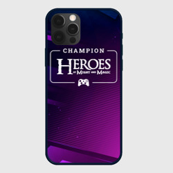 Чехол для iPhone 12 Pro Max Heroes of Might and Magic gaming champion: рамка с лого и джойстиком на неоновом фоне