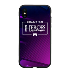 Чехол для iPhone XS Max матовый Heroes of Might and Magic gaming champion: рамка с лого и джойстиком на неоновом фоне