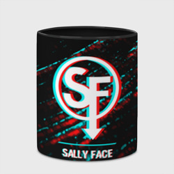 Кружка с полной запечаткой Sally Face в стиле glitch и баги графики на темном фоне - фото 2