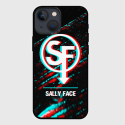 Чехол для iPhone 13 mini Sally Face в стиле glitch и баги графики на темном фоне