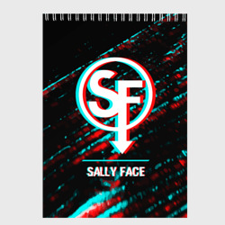 Скетчбук Sally Face в стиле glitch и баги графики на темном фоне