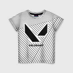 Детская футболка 3D Символ Valorant на светлом фоне с полосами