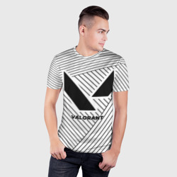 Мужская футболка 3D Slim Символ Valorant на светлом фоне с полосами - фото 2