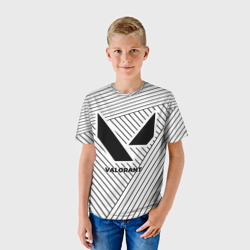 Детская футболка 3D Символ Valorant на светлом фоне с полосами - фото 2