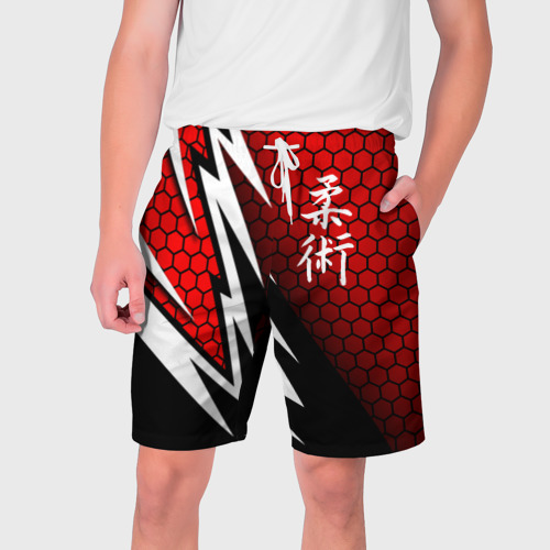 Мужские шорты 3D с принтом Джиу - Джитсу : Красная броня, вид спереди #2