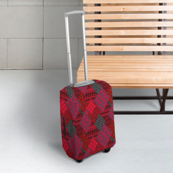Чехол для чемодана 3D Красный лоскутный узор пэчворк - фото 2