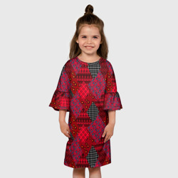 Детское платье 3D Красный лоскутный узор пэчворк - фото 2