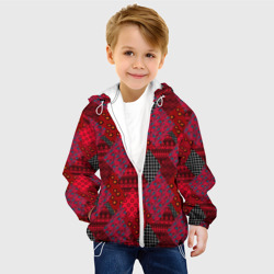 Детская куртка 3D Красный лоскутный узор пэчворк - фото 2