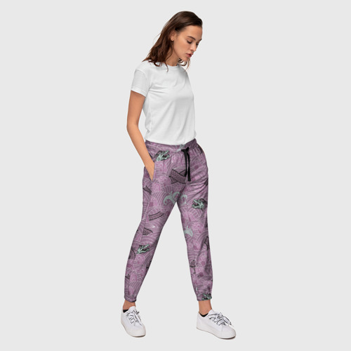 Женские брюки 3D с принтом Драконьи волны, вид сбоку #3