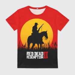 Женская футболка 3D Red Dead Redemption 2 - закат