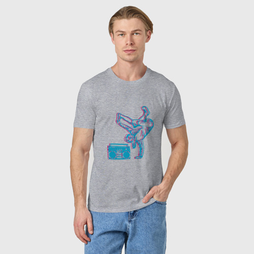 Мужская футболка хлопок Hip Hop Dance, цвет меланж - фото 3
