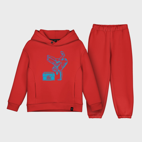 Детский костюм хлопок Oversize Hip Hop Dance, цвет красный
