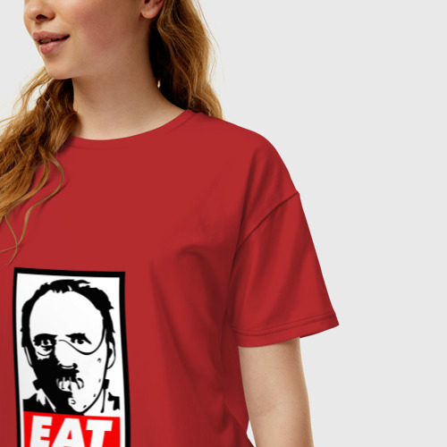 Женская футболка хлопок Oversize с принтом Молчание ягнят, фото на моделе #1