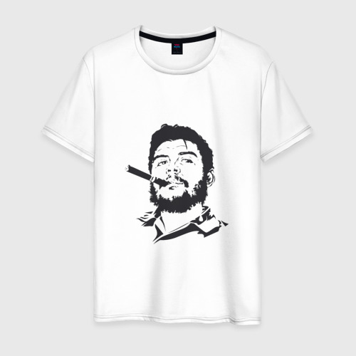 Мужская футболка из хлопка с принтом Фидель Кастро, вид спереди №1