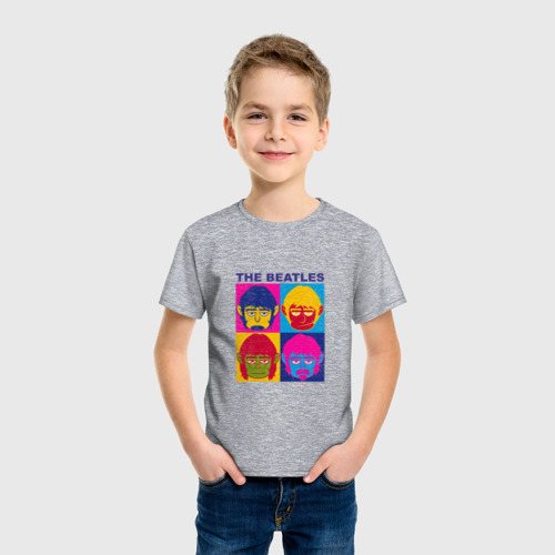 Детская футболка хлопок с принтом The Beatles Monkeys, фото на моделе #1