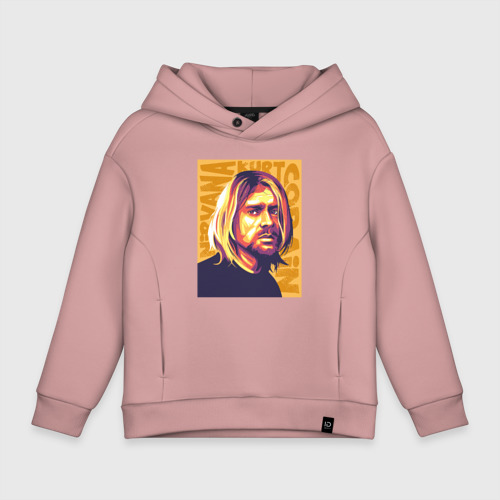 Детское худи Oversize хлопок Nirvana - Cobain, цвет пыльно-розовый