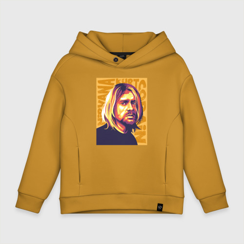 Детское худи Oversize хлопок Nirvana - Cobain, цвет горчичный