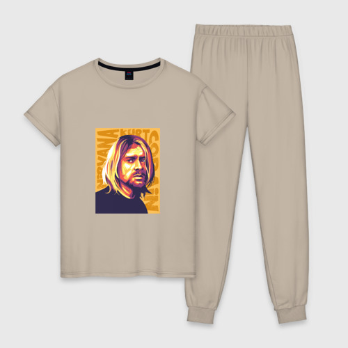 Женская пижама хлопок с принтом Nirvana - Cobain, вид спереди #2