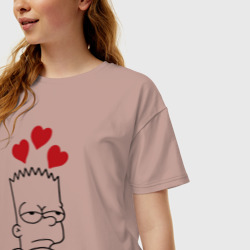 Женская футболка хлопок Oversize Bart Simpson - not you - фото 2