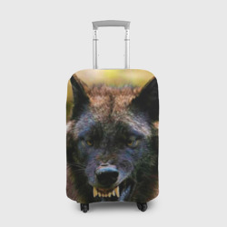 Чехол для чемодана 3D Оскал чёрного волка