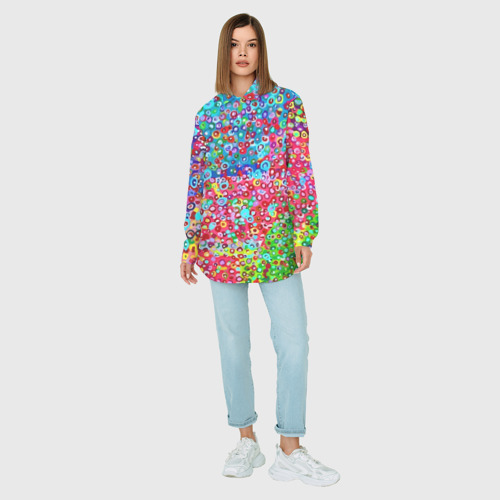 Женская рубашка oversize 3D Цветная пуантель, цвет белый - фото 5