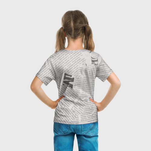 Детская футболка 3D с принтом Белая газета, вид сзади #2
