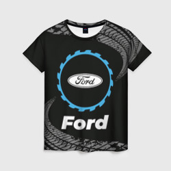Женская футболка 3D Ford в стиле Top Gear со следами шин на фоне
