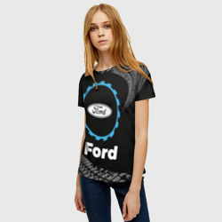 Женская футболка 3D Ford в стиле Top Gear со следами шин на фоне - фото 2