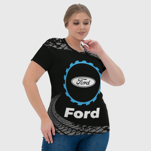 Женская футболка 3D Ford в стиле Top Gear со следами шин на фоне, цвет 3D печать - фото 6