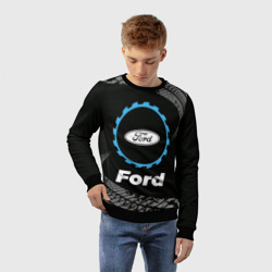 Детский свитшот 3D Ford в стиле Top Gear со следами шин на фоне - фото 2