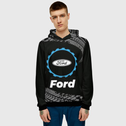 Мужская толстовка 3D Ford в стиле Top Gear со следами шин на фоне - фото 2