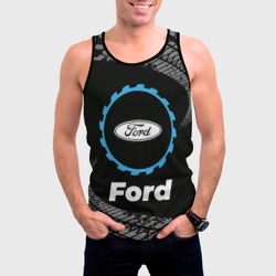 Мужская майка 3D Ford в стиле Top Gear со следами шин на фоне - фото 2