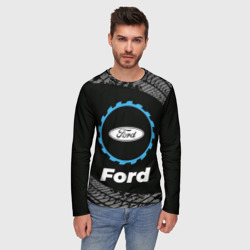 Мужской лонгслив 3D Ford в стиле Top Gear со следами шин на фоне - фото 2
