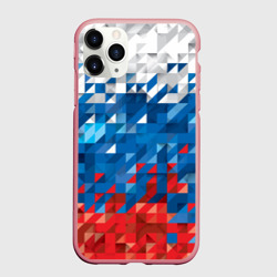Чехол для iPhone 11 Pro Max матовый Полигональный флаг России!