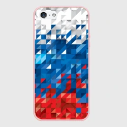 Чехол для iPhone 5/5S матовый Полигональный флаг России!