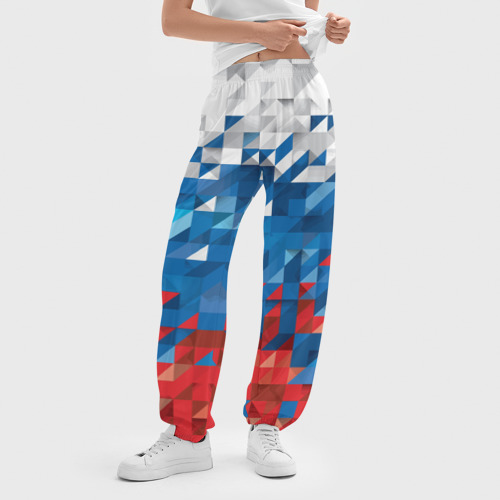 Женские джоггеры оверсайз 3D Полигональный флаг России! - фото 3