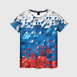 Полигональный флаг России! – Женская футболка 3D с принтом купить со скидкой в -26%