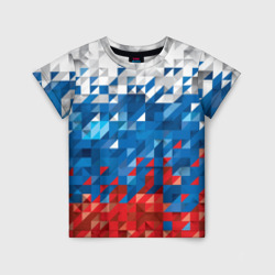 Детская футболка 3D Полигональный флаг России!