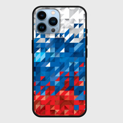 Чехол для iPhone 14 Pro Max Полигональный флаг России!